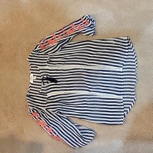 Speechless Girls Medium, White + Navy + Pink Blouse